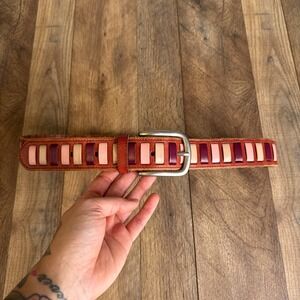 Fossil Western Leather Belt Women's Medium‎ Brown Cowboy Boho Laced